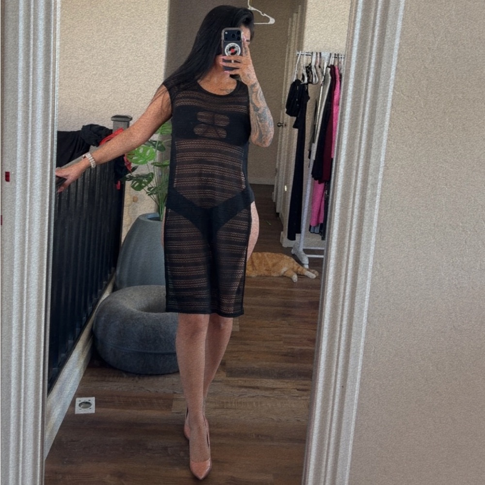 Ultra Flirt Black Sheer Swim Coverup